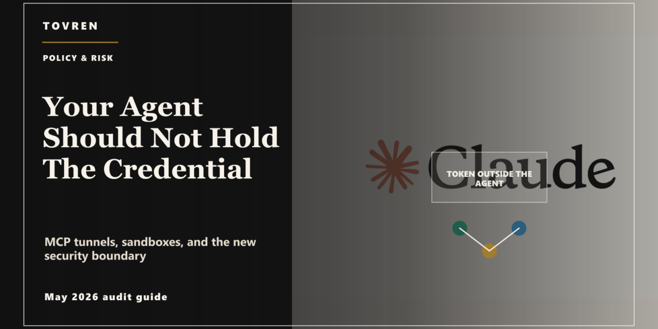 Premium editorial image explaining why AI agents should not hold raw credentials.