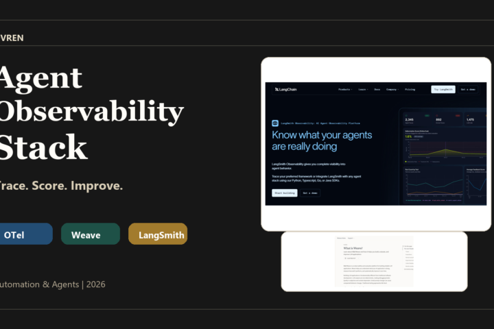 Agent observability stack cover with LangSmith and Weave screenshots