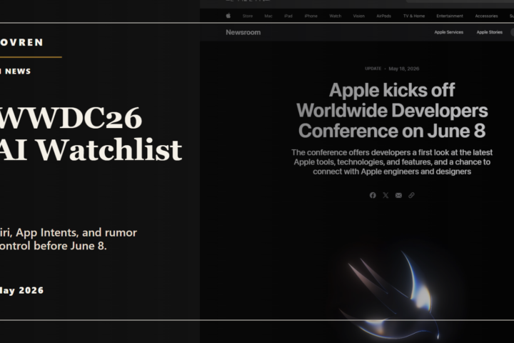 Premium editorial WWDC26 AI watchlist image about Siri App Intents and Apple Intelligence rumors.