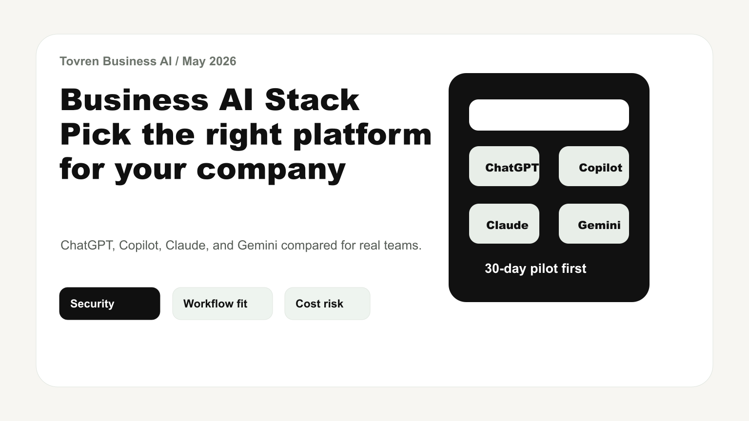 Business AI stack comparison for ChatGPT Copilot Claude and Gemini