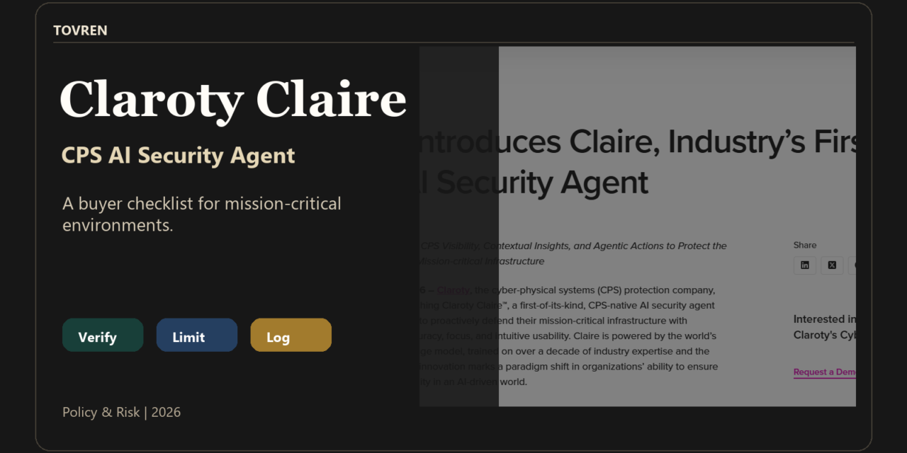 Claroty Claire CPS AI security agent buyer checklist cover