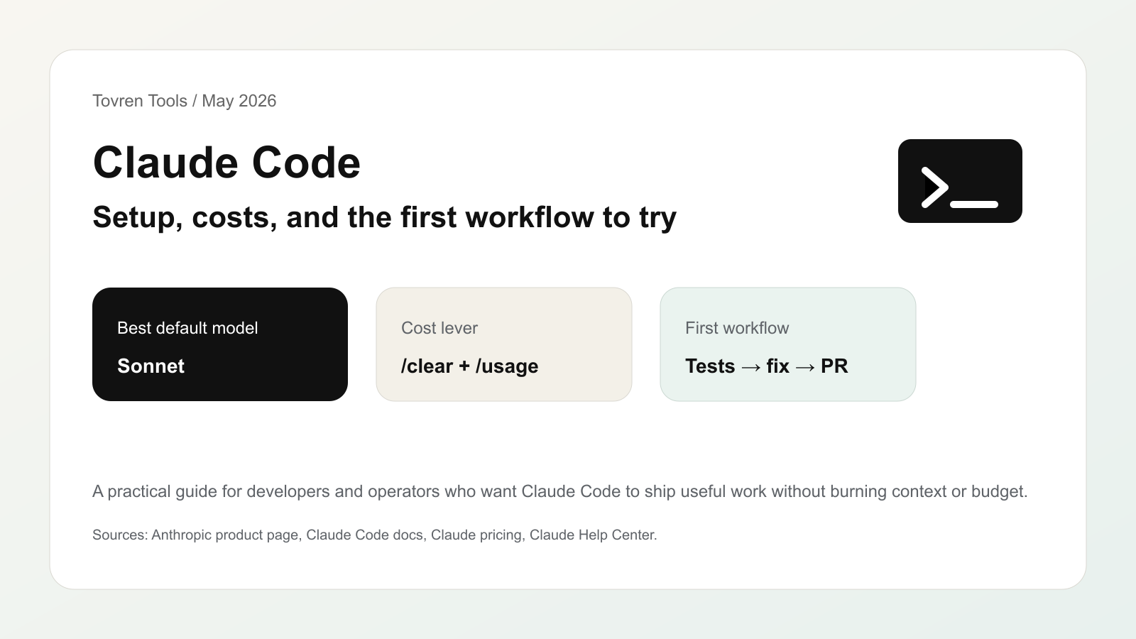 Claude Code setup, costs, and first workflow summary for developers